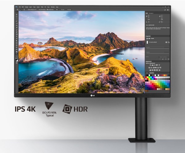 LG 32UN880-B UltraFine Ergo 31.5" 4K UHD HDR10 IPS Monitor with USB-C - Desktop Overview 2