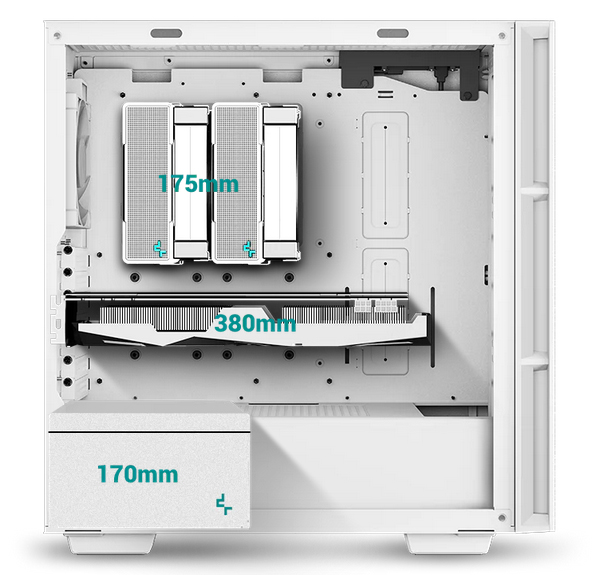 Deepcool CH560 Tempered Glass Mid-Tower ATX Case - White