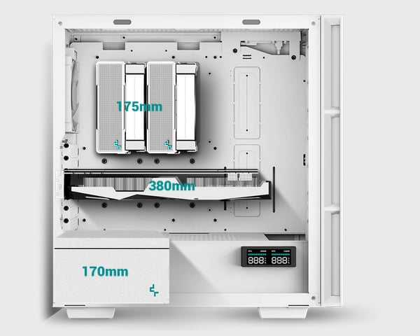 Deepcool CH560 Digital Tempered Glass Mid-Tower ATX Case - White