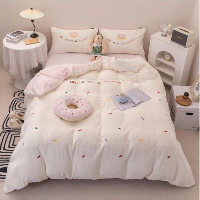 High GSM Milk Velvet Fitted Sheet Set in 3 Donut Complimentary Matching Cushion