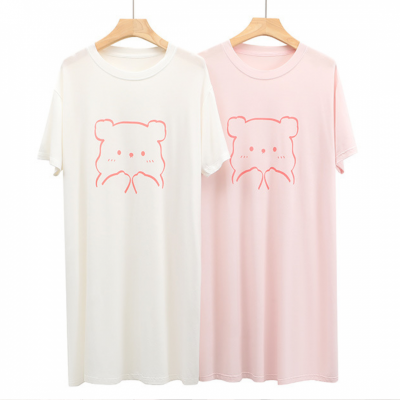 Modal Ultra-soft Fabric Simple Little Bear Sleep Dress