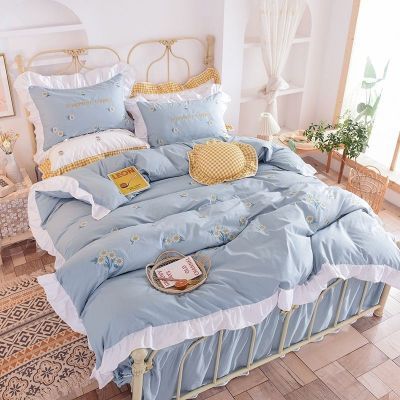 Combed Cotton Bed Skirt Style Set in 4 Summer Daisies