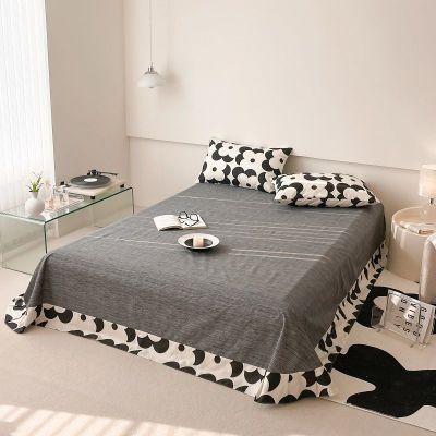 40s Pure Cotton FItted Sheet 3 in 1 Bedding Sets Black and White Flower