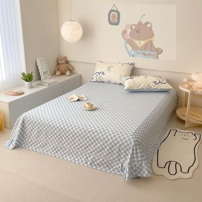 40s Pure Cotton Fitted Sheet 3 in 1 Bedding Sets Blue Bunny