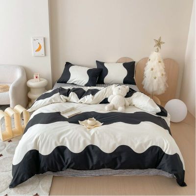 40S Pure Cotton Reversible 4 in 1 Bedding Sets Waves