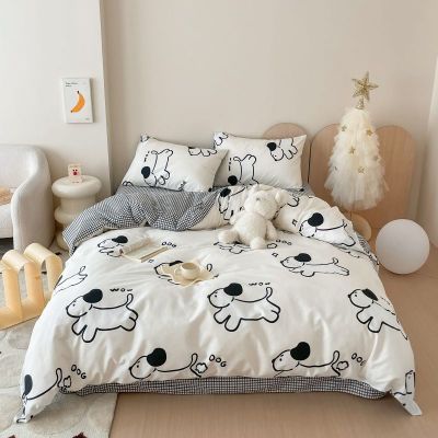 40S Pure Cotton Reversible 4 in 1 Bedding Sets Line Art Puppy