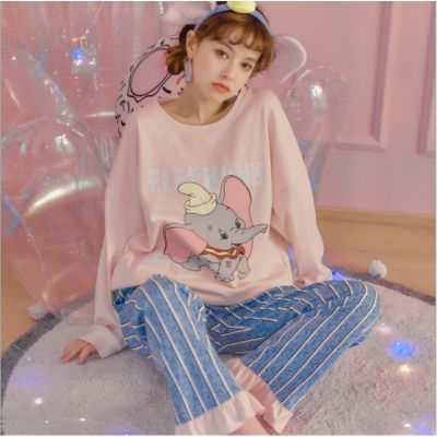 Cotton Printed Long-Sleeved Pajamas Dumbo