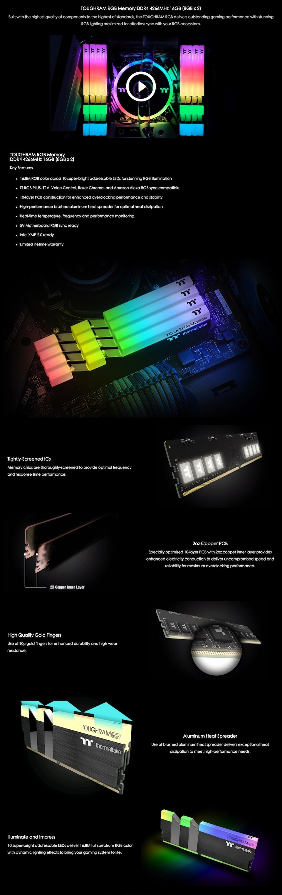 Thermaltake ToughRAM RGB 4000MHz 16GB (2x8GB) DDR4 features